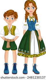 Junge und Mädchen in traditioneller bayerischer Kleidung