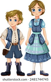 Boy and girl in traditional European attire