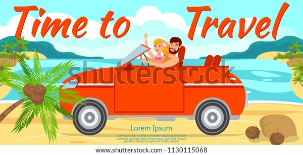 Boy and\
Girl Travel by Car to Sea. Man and Woman traveling by Car along\
Beach. Trip by Car on Vacation. Honeymoon Trip to Sea. Friends Ride\
by Car. Travel on sunny day. Vector\
Illustration.