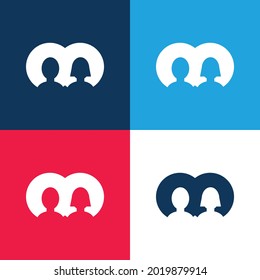 Boy And Girl User Avatars blue and red four color minimal icon set