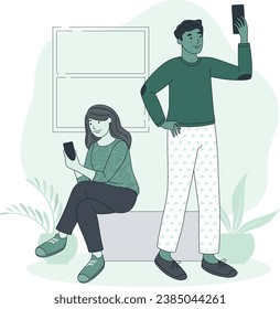Muchacho y muchacha usando dispositivos digitales