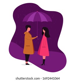 boy and girl using umbrella when rain