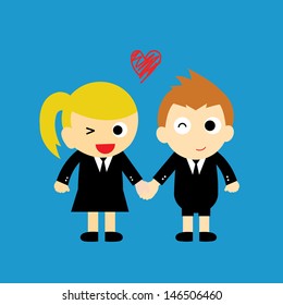 boy and girl vector cartoon in love 