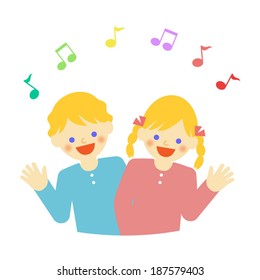 boy and girl / Vector EPS 10 illustration 