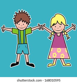 Boy and girl, vector icon