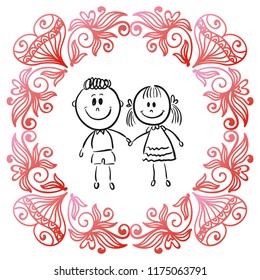 Boy and girl. Vector illustration