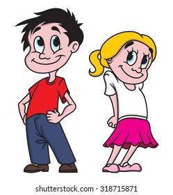 Boy and girl vector illustration