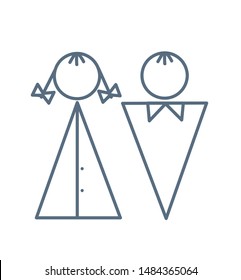 Boy and girl. Vector illustration. Flat design. EPS 10. Man and woman icon flat vector stock illustration isolated sign wc. Male and female icon for web and mobile, modern minimalistic flat design. 