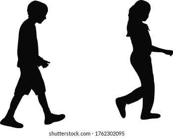 Boy Girl Walking Body Silhouette Vector Stock Vector (Royalty Free ...