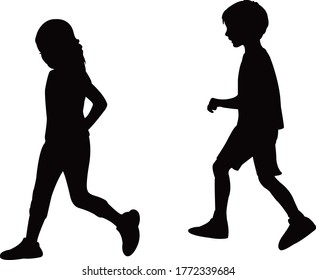 Boy Girl Walking Body Silhouette Vector Stock Vector (royalty Free 