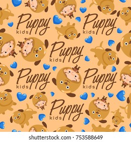 Boy and girl wearing Animal fancy hat :  Seamless Pattern : Vector Illustration