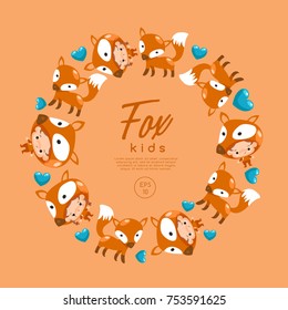 Boy and girl wearing Animal fancy hat : Fox : Vector Illustration