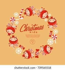 Boy and girl wearing Christmas fancy hat : Vector Illustration