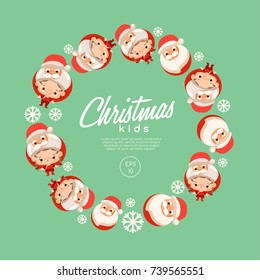 Boy and girl wearing Christmas fancy hat : Vector Illustration