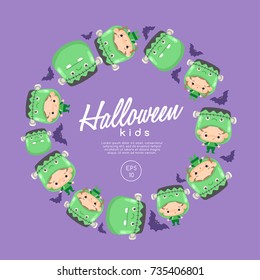 Boy and girl wearing Halloween fancy hat : Vector Illustration