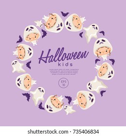 Boy and girl wearing Halloween fancy hat : Vector Illustration