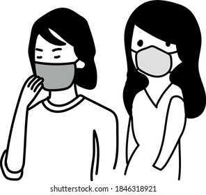 a boy and a girl wearing mask face against Covid-19 Coronavirus