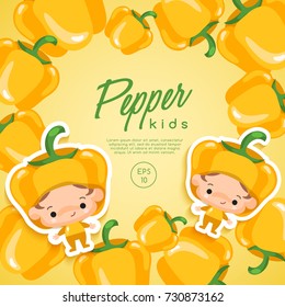 Boy and girl wearing Pepper shaped hat : Vector Illustration