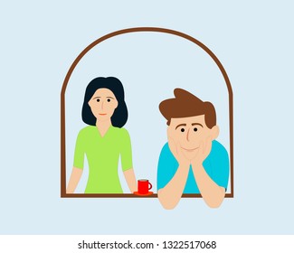 the boy and girl in window