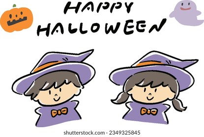 Boy and girl in wizard costume Happy Halloween