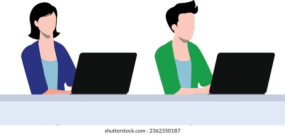 Boy and girl working on their laptops.