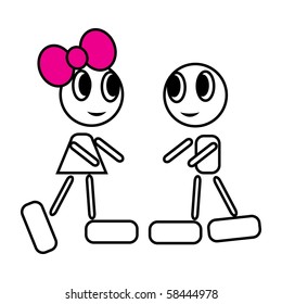 Boy and girls abstract background
