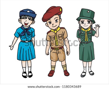 boy and girls, scout vector