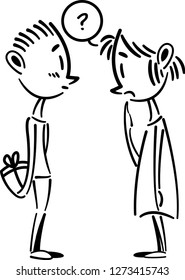 Boy give gift to girl, Boy surprise his girlfriend.