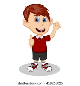 Boy give thumbs up cartoon vector illustration