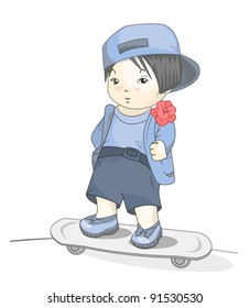 Boy gives flower