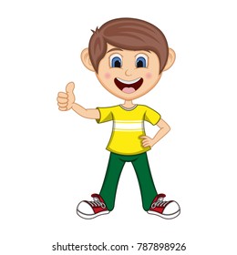 Boy Gives Thumbs Cartoon Vector Stock Vector (Royalty Free) 787898926 ...