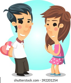 boy giving a girl a valentine´s day gift