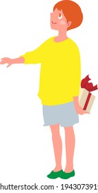 Niño dando una caja de regalo
