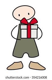 boy giving or receiving a present