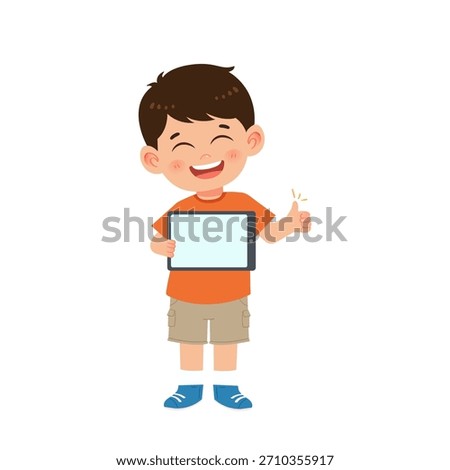 boy giving thumbs up while holding tablet for positive digital learning feedback