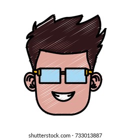 Boy with glasses cartoon