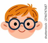 Boy with Glasses in Flat Vector Style for Education Theme