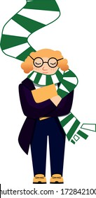 the boy with the glasses goes to school, first of September ( vector )