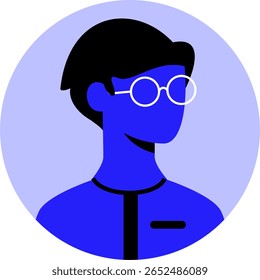 Junge mit Brille Symbol blaues Profil Bild Avatar-Illustration