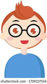 Boy with glasses, illustration, vector on white background