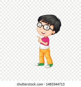  Boy with glasses on an isolated background. International Children's Day.