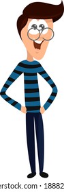 Boy with glasses,illustration,vector on white background