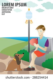 boy go out with his dog