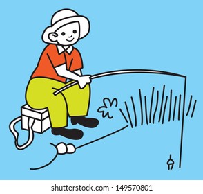 A boy goes fishing
