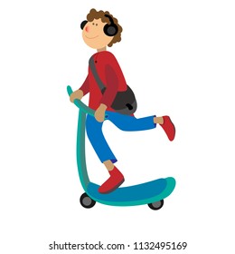 the boy goes to school