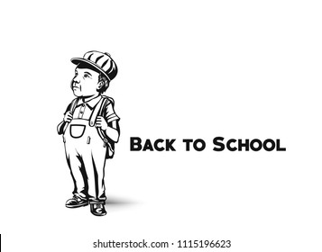 Boy going to school - Back to School, Vector illustration. 