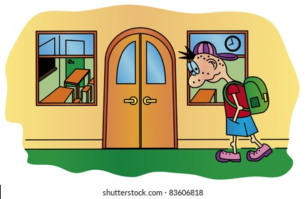 Boy going to school - vector