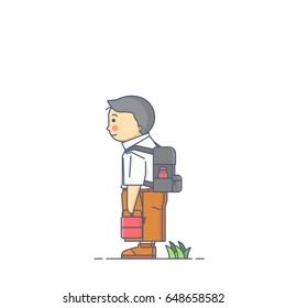 Boy Going To School Vector Illustration