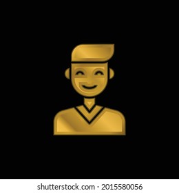 Boy gold plated metalic icon or logo vector