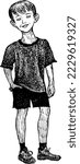 Boy gothic forest Adventure smile ink